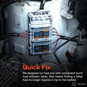 img 2 attached to 12 Way Fuse Block with 12 Ground Negative Busbar | Automotive [12V - 32V DC] [100 Amp Max] [Modular Design] [ATC/ATO Fuses] [LED Indicator] Auto Marine Ground Terminal Fuse Box