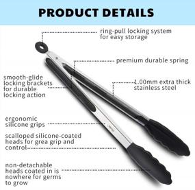 img 2 attached to Get A Grip With INeibo Kitchen Premium Silicone Tongs - 2 Pack, Non-Slip Stainless Steel Handle, Heat Resistant For Cooking, Serving, Barbecue & Buffet