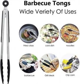 img 1 attached to Get A Grip With INeibo Kitchen Premium Silicone Tongs - 2 Pack, Non-Slip Stainless Steel Handle, Heat Resistant For Cooking, Serving, Barbecue & Buffet