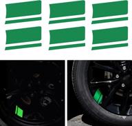 tomall 6pcs wheel rim stripe reflective stickers for car vinyl reflective safety decoration stripe universal rim decals for bumper fender accessories (green) logo