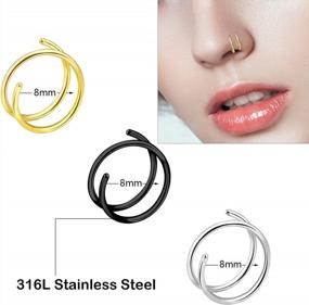 img 2 attached to 💍 ONESING 20G Double Hoop Nose Ring Set - 2-36 Pcs Single Piercing Nose Rings for Women
