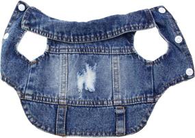 img 1 attached to 🐶 Stylish Denim Dog Jacket: Cool Pet Clothes for Small-Medium Dogs & Cats - Vintage Washed, Scratch Design, Lapel Vests - Perfect Dog Coat