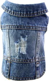 img 4 attached to 🐶 Stylish Denim Dog Jacket: Cool Pet Clothes for Small-Medium Dogs & Cats - Vintage Washed, Scratch Design, Lapel Vests - Perfect Dog Coat