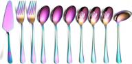 serve in color with rainbow 10-piece stainless steel flatware set - includes essential utensils for any meal logo