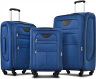 lightweight merax softside luggage set with spinner wheels - 3 piece softshell suitcase set in blue - includes 22 inch, 26 inch, and 30 inch cases logo