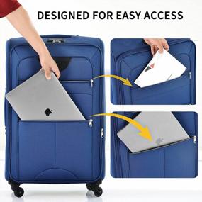 img 3 attached to Легкий набор чемоданов Merax Softside с вращающимися колесами - набор из 3 чемоданов Softshell синего цвета - включает 22-дюймовые, 26-дюймовые и 30-дюймовые чемоданы