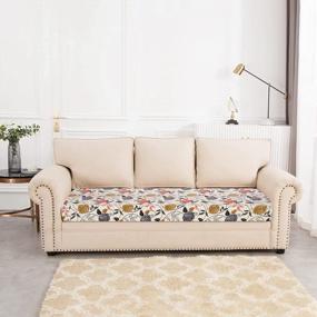 img 3 attached to Преобразите свой диван с помощью эластичных наволочек Papasgix - Съемные чехлы с принтом для защиты сиденья дивана - Дизайн большого оранжевого цветка для гостиной и кемпера