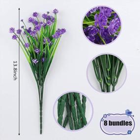 img 3 attached to Purple UV Resistant Artificial Outdoor Flowers Bulk - 8 Bundles For Decoration By RECUTMS
