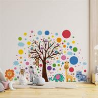 🐾 walplus animal wall stickers for kids: happy london zoo, colourful circles, removable self-adhesive peel and stick wall mural art for nursery, baby, children room, classroom, playroom decoration логотип