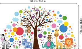 img 1 attached to 🐾 WALPLUS Animal Wall Stickers for Kids: Happy London Zoo, Colourful Circles, Removable Self-Adhesive Peel and Stick Wall Mural Art for Nursery, Baby, Children Room, Classroom, Playroom Decoration