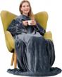 warm and cozy winthome wearable blanket with sleeves: ideal for adults, available in grey (55.1"x78.7") logo