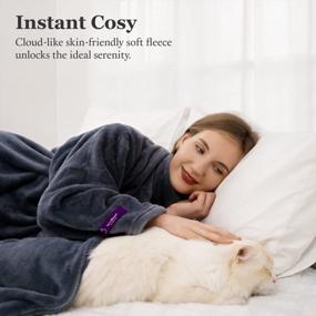 img 1 attached to Warm And Cozy Winthome Wearable Blanket With Sleeves: Ideal For Adults, Available In Grey (55.1"X78.7")