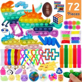 img 4 attached to 72-Piece Fidget Toy Pack For Kids - Pop Fidget Its, Push It Party Favors Bulk Sensory Toys, Stress Relief Autistic Toys Box Poppet Treasure Classroom Prizes