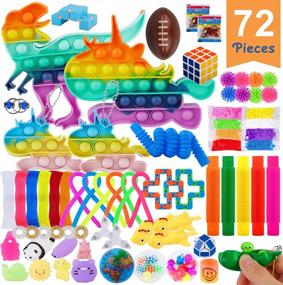 img 4 attached to Набор игрушек Fidget из 72 предметов для детей - Pop Fidget its, Push It Party Favors Массовые сенсорные игрушки, Снятие стресса Коробка игрушек для аутистов Poppet Treasure Классные призы