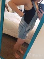 img 1 attached to LookbookStore Women'S Ripped Denim Bib Overall Shorts Raw Hem Shortall Jeans review by Tammy Ross