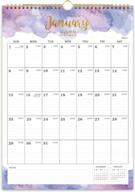 colorful waterink 2023-2024 wall calendar - 18 month monthly calendar, 12" x 17", with twin-wire binding, hanging hook, julian dates and colorful block design, from january 2023 to june 2024 logo