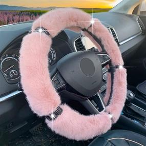 img 4 attached to 🚗 RANXIZY Fluffy Steering Wheel Cover: Warmth and Glamour for Your Car Interior - Pink, 15 Inch Universal Fit