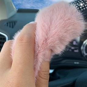 img 1 attached to 🚗 RANXIZY Fluffy Steering Wheel Cover: Warmth and Glamour for Your Car Interior - Pink, 15 Inch Universal Fit