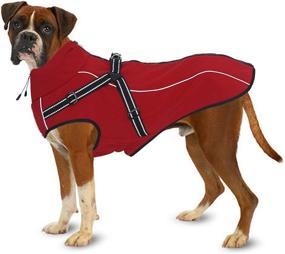 img 4 attached to 🐕 Lifeunion Waterproof Dog Jacket with Harness, Reflective Strips – Medium Large Dogs Winter Coat, Red