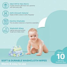 img 2 attached to Soft And Gentle Spasilk Washcloth Wipes Set For Newborn Boys And Girls - Blue Dots, Pack Of 10