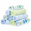 soft and gentle spasilk washcloth wipes set for newborn boys and girls - blue dots, pack of 10 logo