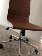 img 1 attached to 2Xhome White Mid Back Office Chairs - Armless PU Leather Seats, Swivel Tilt Adjustable Chrome Base - Executive Conference Room Task Chair review by Chinelo Aranjo