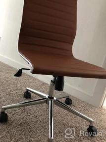 img 7 attached to 2Xhome White Mid Back Office Chairs - Сиденья из искусственной кожи без подлокотников, поворотное регулируемое по наклону хромированное основание - Рабочее кресло для конференц-зала