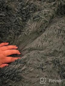 img 5 attached to LIFEREVO Luxury Plush Shaggy Duvet Cover Set Luxury Ultra Soft Crystal Velvet Bedding(1 Faux Fur Duvet Cover+ 2 Pompoms Fringe Pillow Shams) Solid,Zipper Closure (Queen, Black)