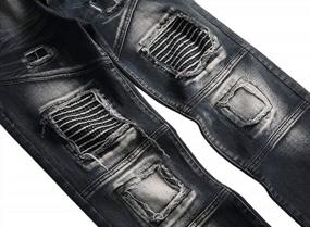 img 1 attached to Aiyino Мужские облегающие прямые джинсы в стиле хип-хоп, байкерские джинсы, эластичные брюки