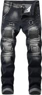 aiyino men's slim fit straight leg denim hip hop biker jeans stretchy pants logo