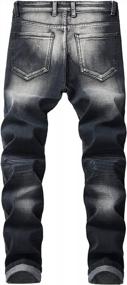 img 3 attached to Aiyino Мужские облегающие прямые джинсы в стиле хип-хоп, байкерские джинсы, эластичные брюки