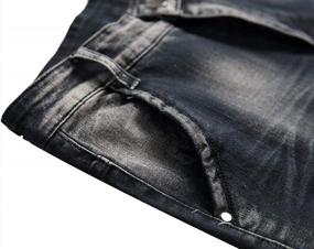 img 2 attached to Aiyino Мужские облегающие прямые джинсы в стиле хип-хоп, байкерские джинсы, эластичные брюки