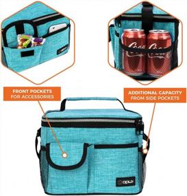 img 1 attached to OPUX Insulated Lunch Box For Men Women, Leakproof Thermal Lunch Bag Cooler Work Office School, Soft Reusable Lunch Tote Shoulder Strap, Adult Kid Lunch Pail, 14 Cans, Turquoise Blue