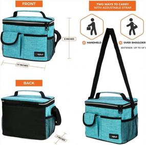 img 2 attached to OPUX Insulated Lunch Box For Men Women, Leakproof Thermal Lunch Bag Cooler Work Office School, Soft Reusable Lunch Tote Shoulder Strap, Adult Kid Lunch Pail, 14 Cans, Turquoise Blue