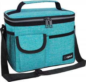 img 4 attached to OPUX Insulated Lunch Box For Men Women, Leakproof Thermal Lunch Bag Cooler Work Office School, Soft Reusable Lunch Tote Shoulder Strap, Adult Kid Lunch Pail, 14 Cans, Turquoise Blue