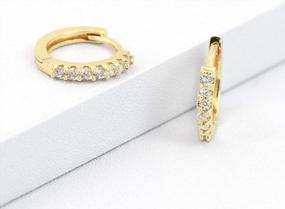 img 1 attached to 14K Gold/Silver/Rose Gold Plated CZ Huggie Earrings - Heart, Spike, Cross & Initial Designs For Women Girls