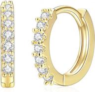 14k gold/silver/rose gold plated cz huggie earrings - heart, spike, cross & initial designs for women girls логотип
