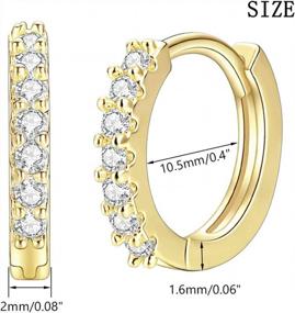 img 2 attached to 14K Gold/Silver/Rose Gold Plated CZ Huggie Earrings - Heart, Spike, Cross & Initial Designs For Women Girls