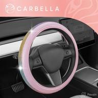 💎 pink diamond bling car steering wheel cover - 15 inch standard size, fits most vehicles. stylish faux leather steering cover with rhinestone crystal accents логотип