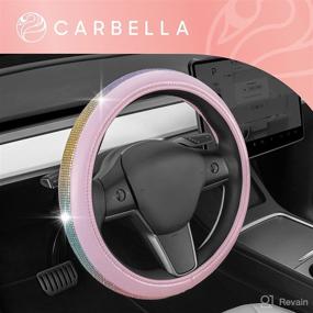 img 4 attached to 💎 Pink Diamond Bling Car Steering Wheel Cover - 15 Inch Standard Size, Fits Most Vehicles. Stylish Faux Leather Steering Cover with Rhinestone Crystal Accents