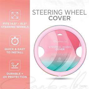 img 3 attached to 💎 Pink Diamond Bling Car Steering Wheel Cover - 15 Inch Standard Size, Fits Most Vehicles. Stylish Faux Leather Steering Cover with Rhinestone Crystal Accents