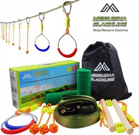 img 4 attached to Take On The Ultimate MeiGuiSha Ninja Obstacle Course With The 2000LB Slackline Set – Includes Gym Rings, Tree Protectors, Monkey Fists, Bars And Carry Bag