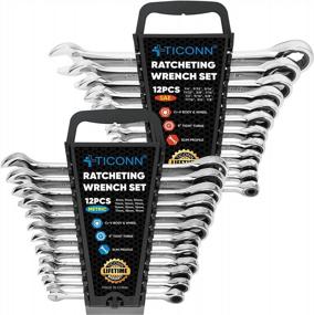img 4 attached to TICONN Professional Ratcheting Wrench Set - 24PCS With Organizer Rack - Metric And SAE Combination - High Quality Cr-V Material - Slim Profile For Mechanic Use.