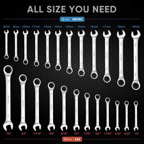 img 3 attached to TICONN Professional Ratcheting Wrench Set - 24PCS With Organizer Rack - Metric And SAE Combination - High Quality Cr-V Material - Slim Profile For Mechanic Use.