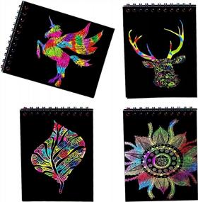img 2 attached to 🌈 YUKKLY Scratch Art Notebooks: Rainbow Mini Notes with Styluses, Stencils, and Stickers