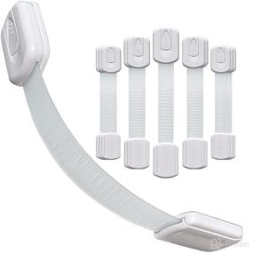 img 4 attached to 🔒 12 Pack Buumook Multi-Use Cabinet Locks for Babies - Childproof Cabinet Latches - Baby Proofing Safety Straps for Fridge, Drawers, Dishwasher, Toilet, Cupboard, Oven, Trash Can - Adhesive, No Drilling Required