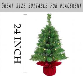 img 1 attached to 24-Inch Pre-Lit Artificial Mini Christmas Tree With 35 Lights And Linen Base - Ideal For Tabletop Holiday Decoration And Xmas Home Décor In A Cloth Bag