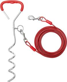 img 4 attached to 🐾 ATICNECH 30 ft Dog Tie Out Cable and Stake – Heavy Duty Chew Proof Dog Run Cable and Ground Stake for Yard, Camping, and Park – Long Dog Lead for Medium and Large Dogs