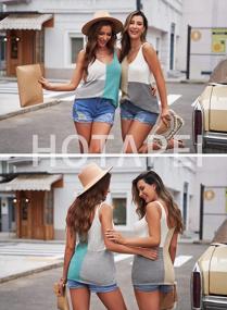 img 3 attached to Stay Chic And Confident With HOTAPEI Women'S Color Block Knit Tank Tops