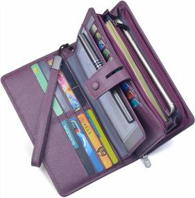 img 4 attached to Stay Organized And Secure With Women'S Large Leather Wristlet Wallet With RFID Protection And Phone Holder
